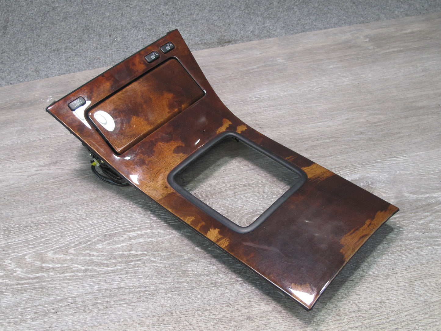 95-97 Lexus LS400 Center Console Shifter Wood Trim w TRC Heated Seat Switch OEM