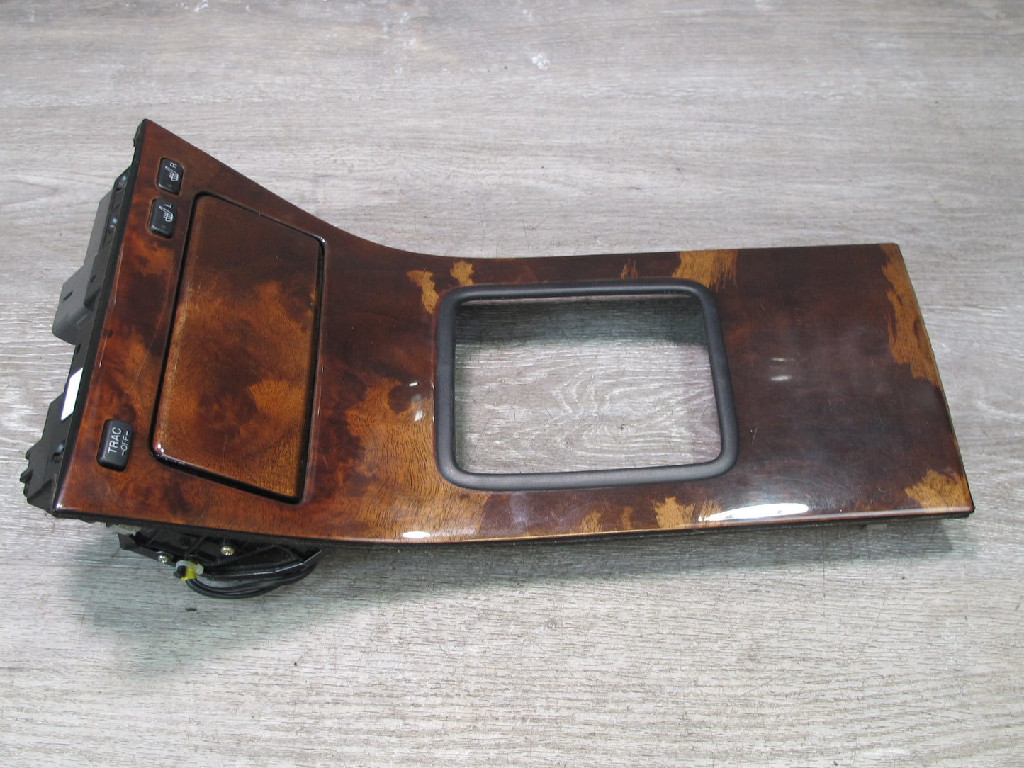 95-97 Lexus LS400 Center Console Shifter Wood Trim w TRC Heated Seat Switch OEM