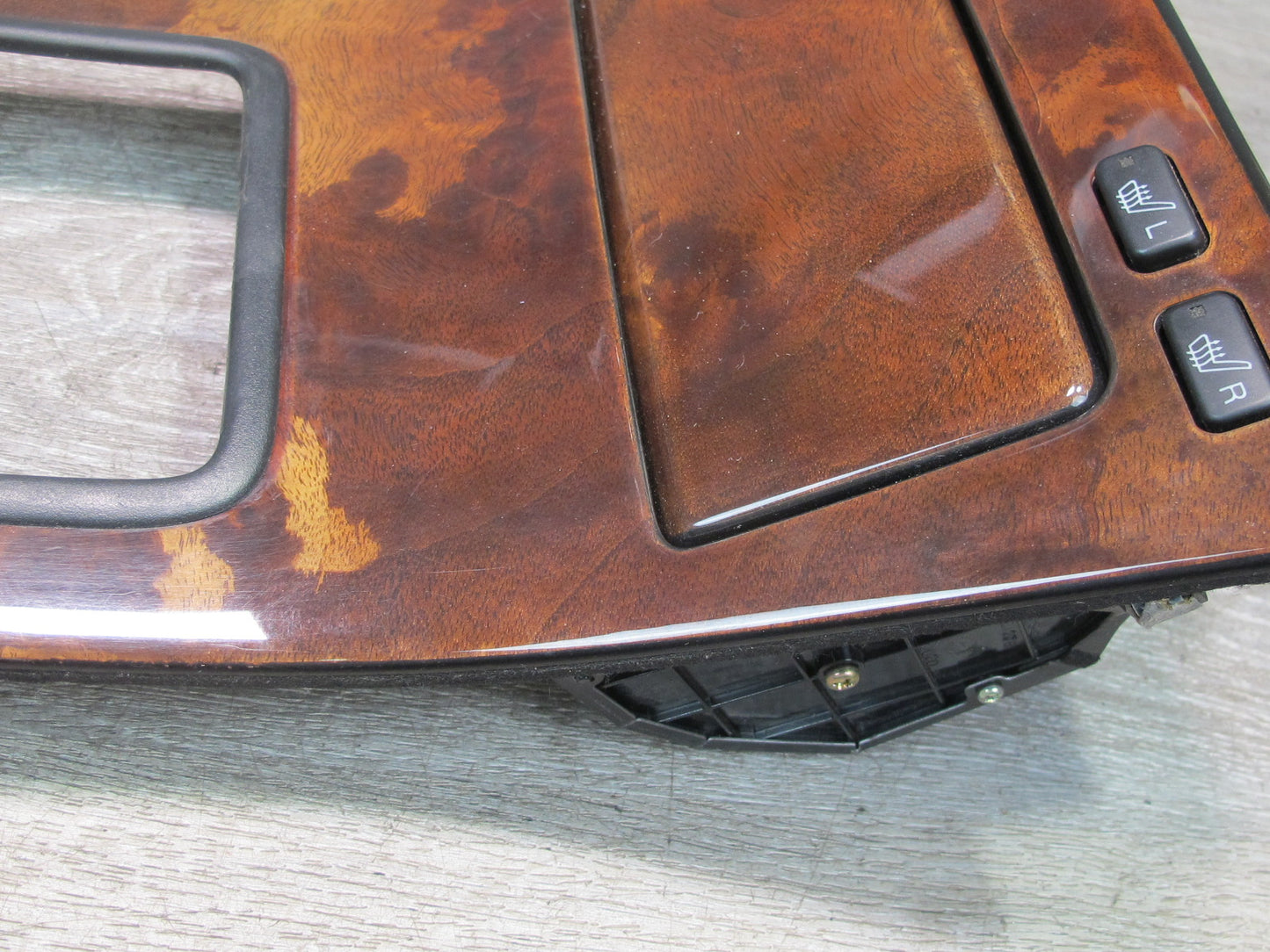 95-97 Lexus LS400 Center Console Shifter Wood Trim w TRC Heated Seat Switch OEM