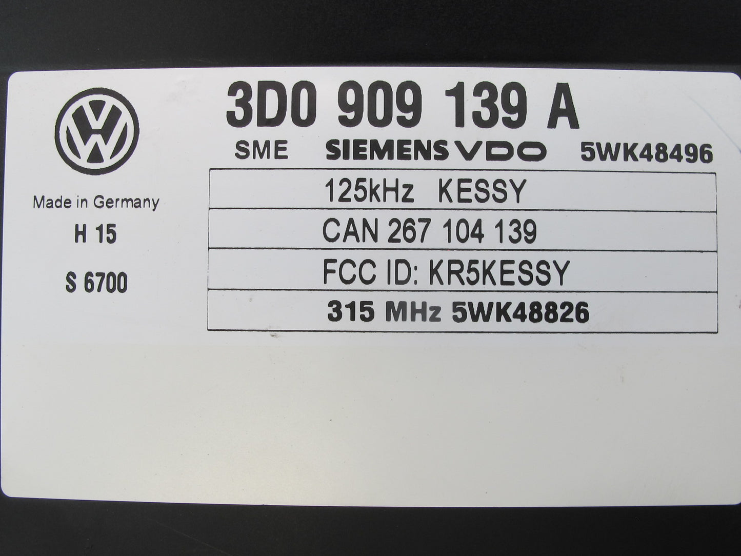 2003-2006 Porsche Cayenne 955 Keyless Entry Control Module 3D0909139A