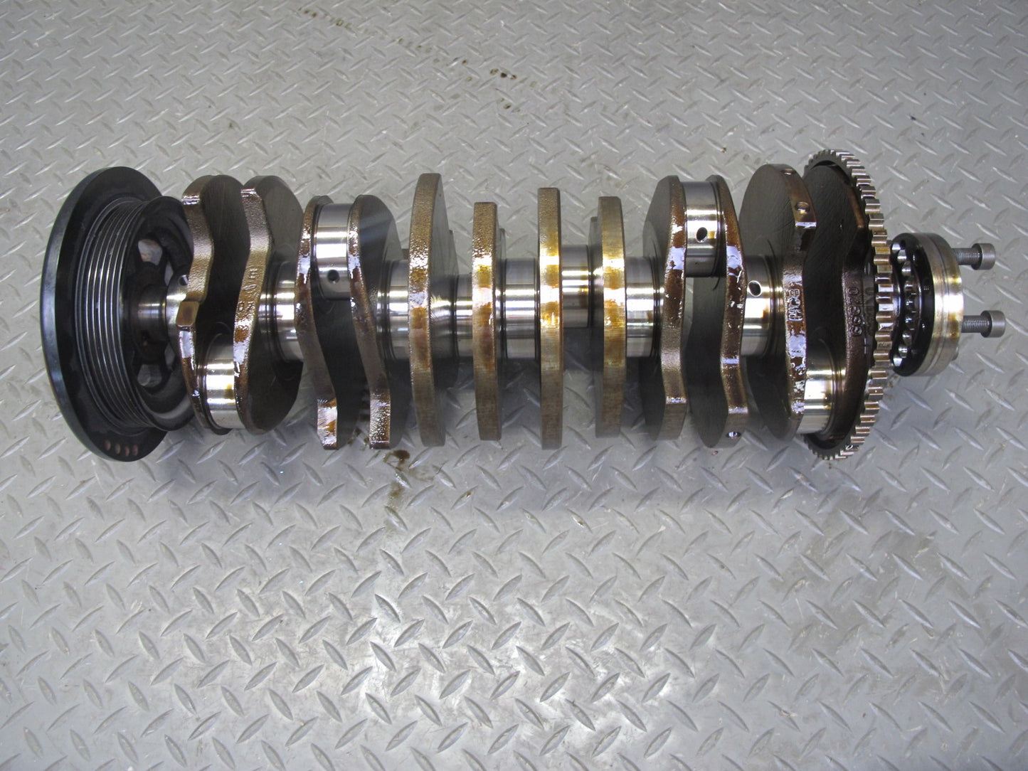 2008 VW Golf R32 VR6 Cbra 3.2L Engine Crankshaft w Bearings & Pulley 105K OEM