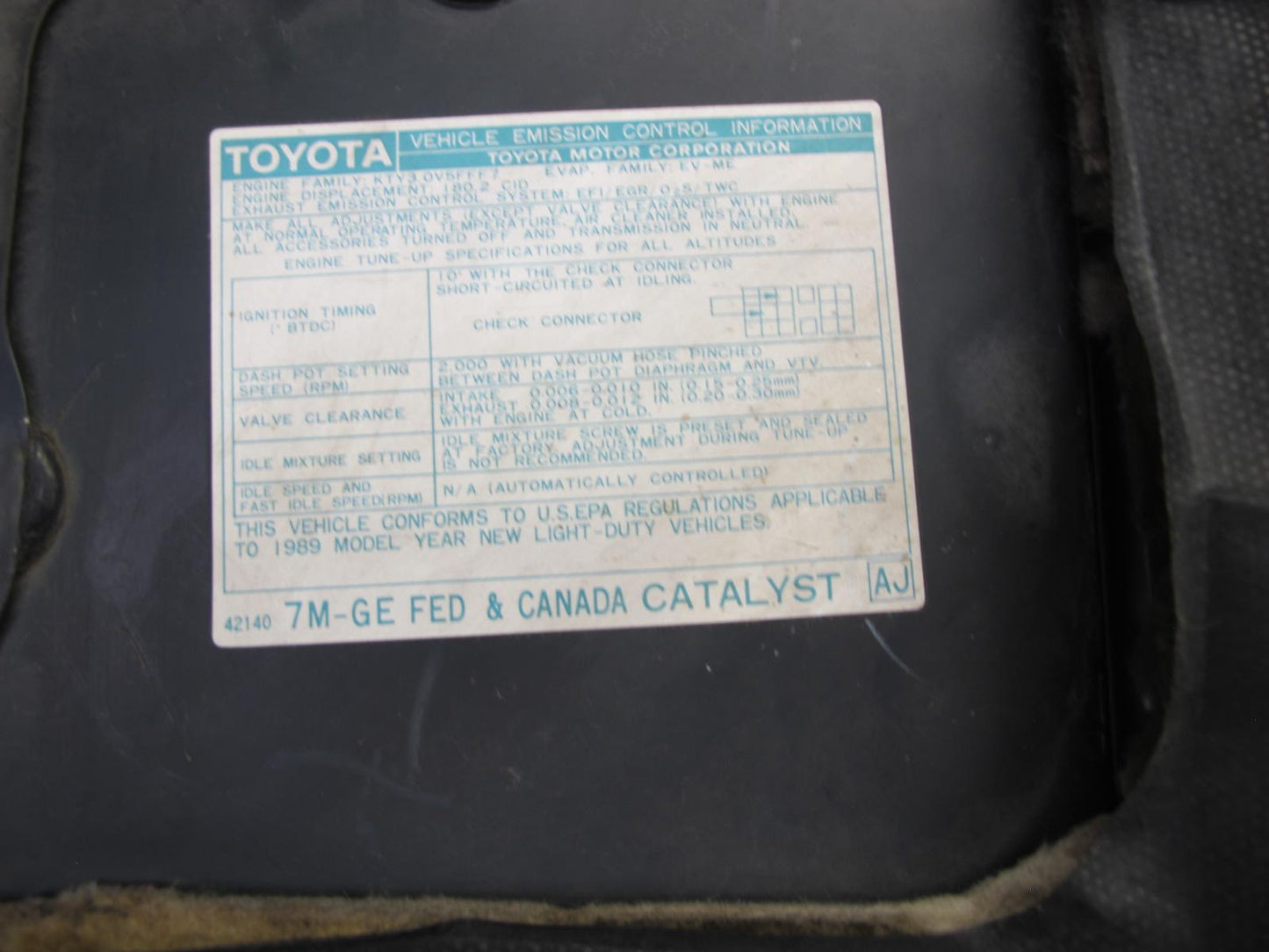 86-92 Toyota Supra MK3 Front Hood Bonnet Shell Panel Cover Black Ruby OEM