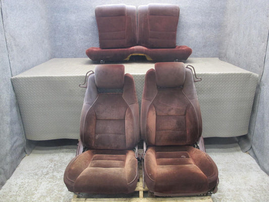 89-92 Toyota Supra MK3 Front & Rear Complete Cloth Seat Set Maroon OEM