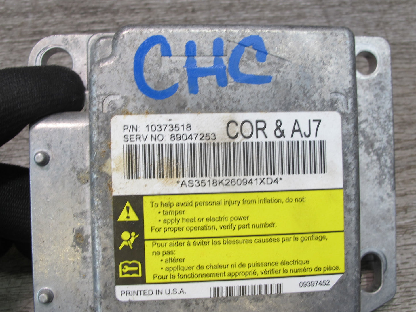 06-09 CHEVROLET CORVETTE C6 SRS AIRBAG CONTROL MODULE UNIT 10373518 OEM