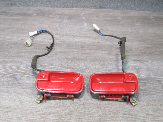 86-88 Mazda RX7 FC3S Set of 2 Left & Right Exterior Door Handle RED w Lock OEM