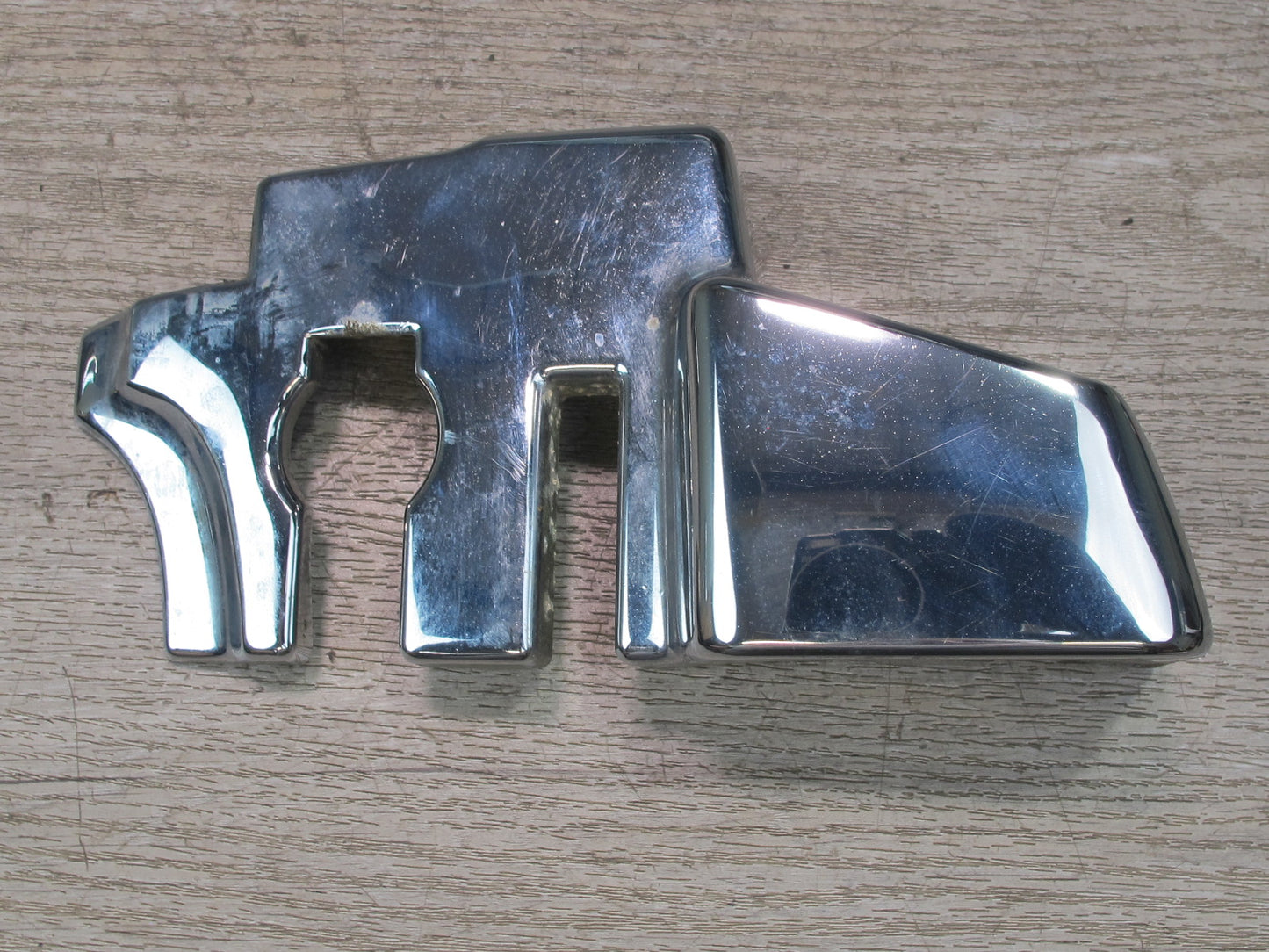 73-89 Mercedes R107 Convertible B Pillar TOP Hinge Latch Chrome Cover Set OEM
