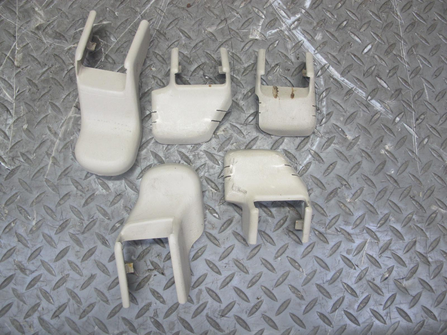03-07 Lexus LX470 Front Left & Right Leather Seat Headrest Screen Ivory Set of 2