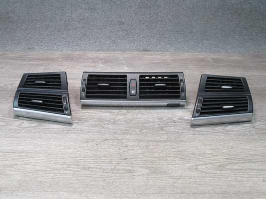 2008-2014 BMW E71 E72 X6 Front Left Center Right Dash Air Heater Vent Set of 3