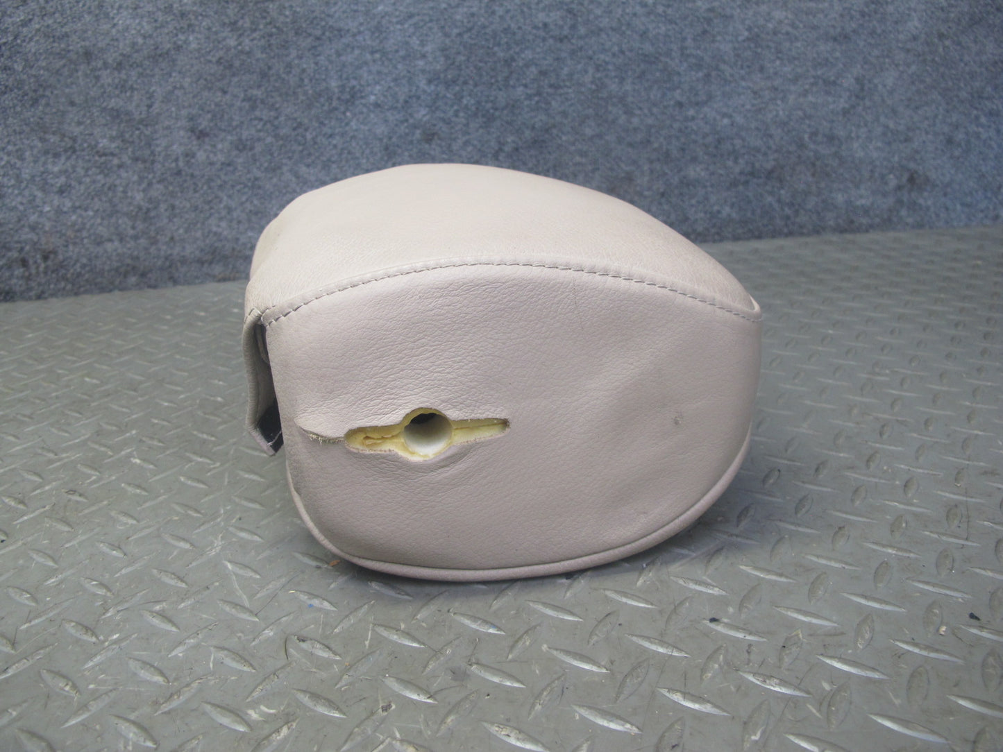01-06 BMW E46 Convertible Front Left & Right Leather Headrest Beige OEM