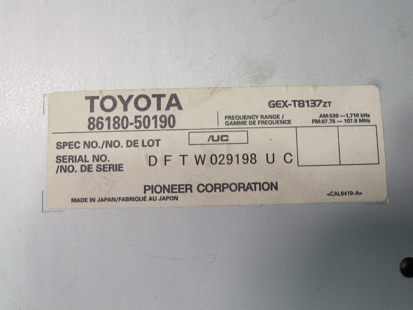 04-06 Lexus UCF30L LS430 Pioneer Audio Radio AMP Amplifier 86180-50190 OEM