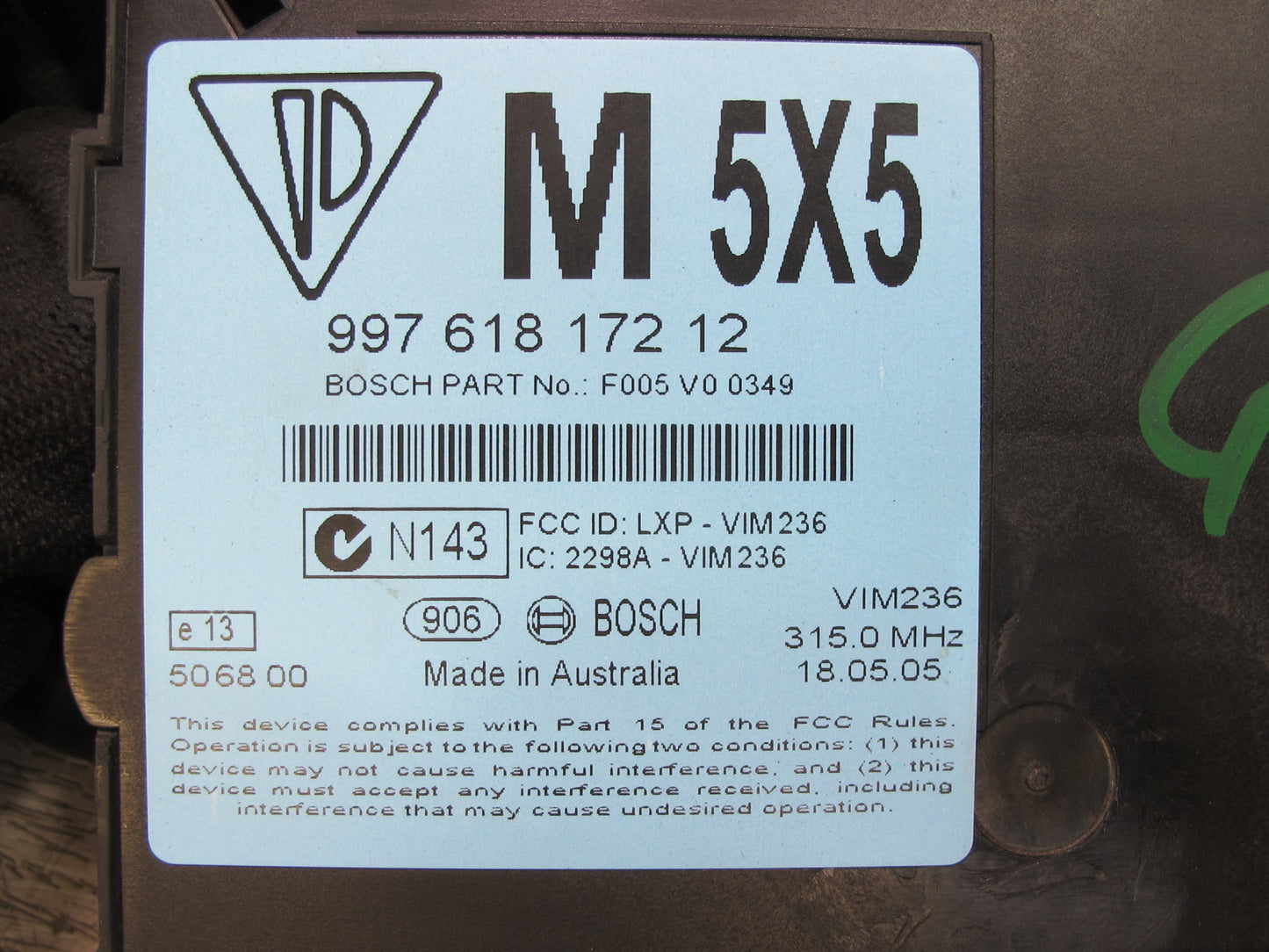 2005-2008 Porsche 911 997 Anti Theft Alarm Control Module 99761817212