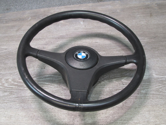 87-91 BMW E30 3-SERIES 3 Spoke Sport Leather Steering w Horn Button OEM