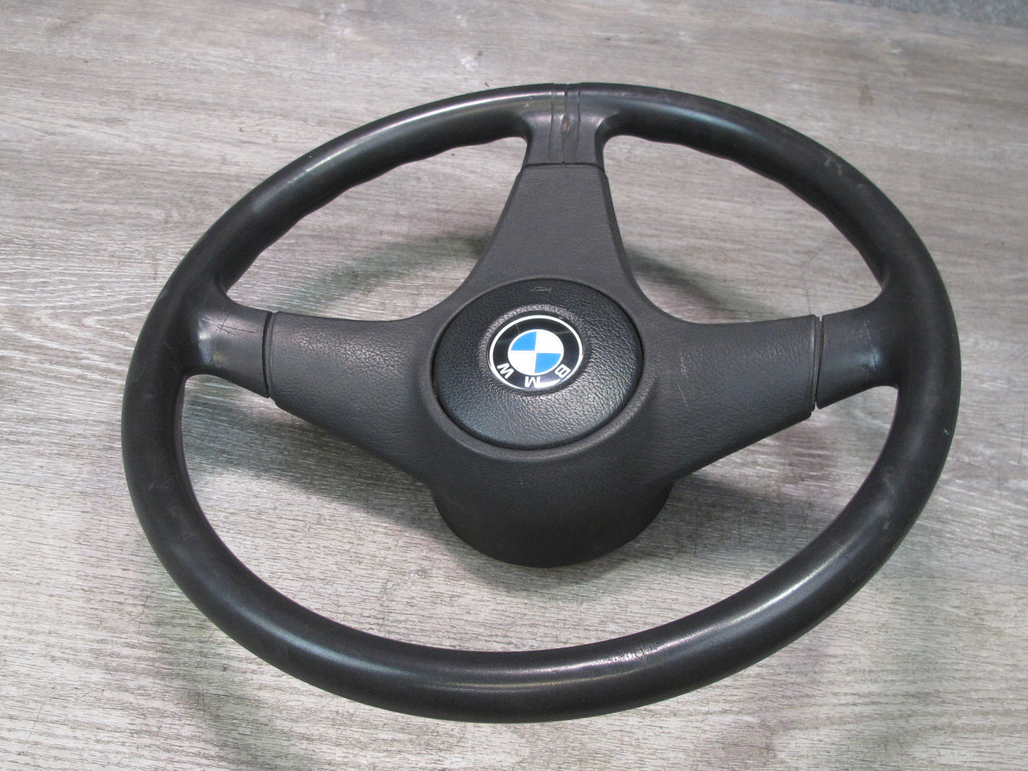 87-91 BMW E30 3-SERIES 3 Spoke Sport Leather Steering w Horn Button OEM
