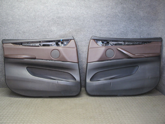 2014-2018 BMW F15 X5 Front Left & Right Door Interior Trim Panel Mokka Set of 2