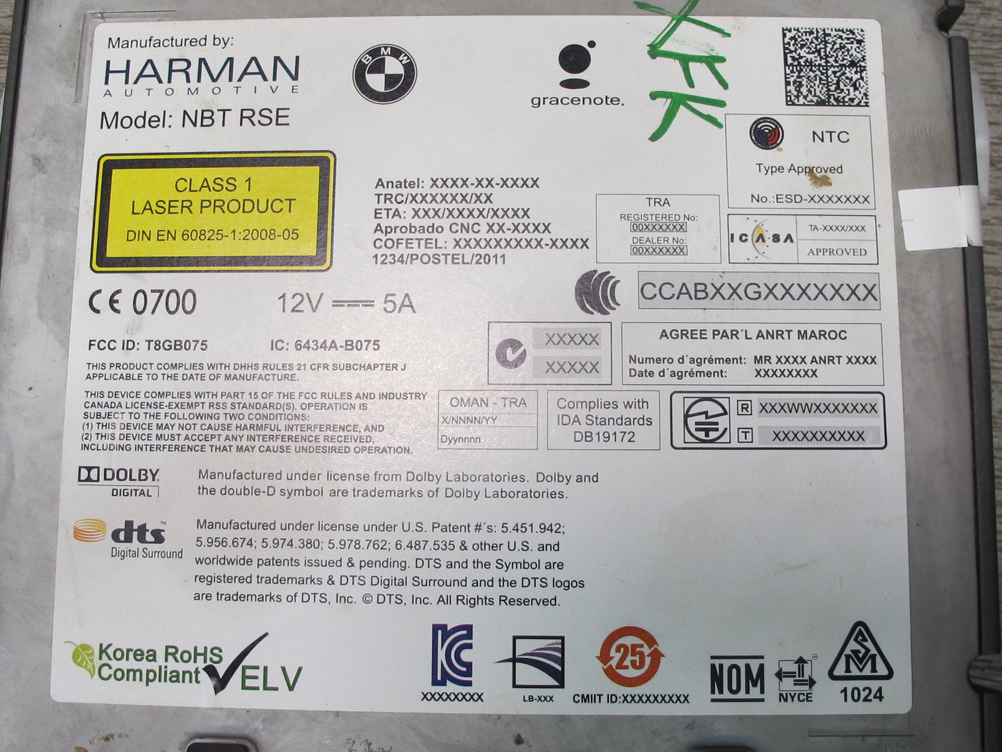 2014-2016 BMW F15 F07 F10 F11 Rear Entertainment DVD Player 9347873