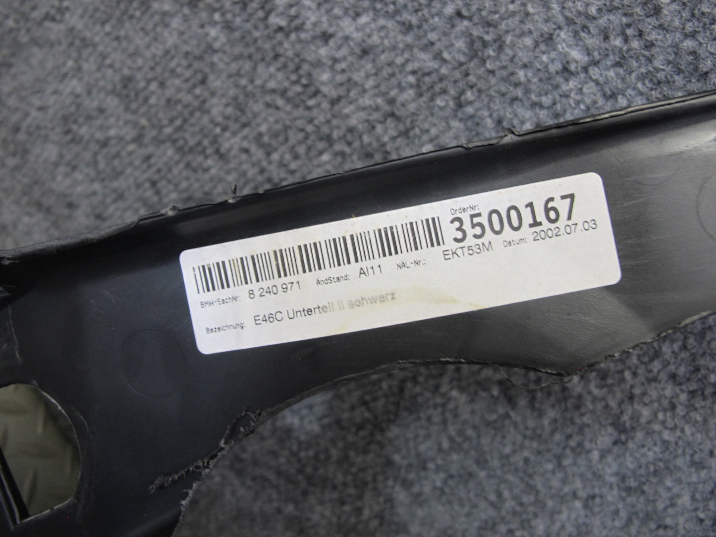 01-06 BMW E46 Convertible Set of 2 Rear Lower Quarter Trim Cover Panel Black OEM