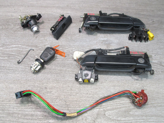 91-95 BMW E34 Front Door Handles Trunk Glove Lock Ignition Cylinder KEY Set OEM