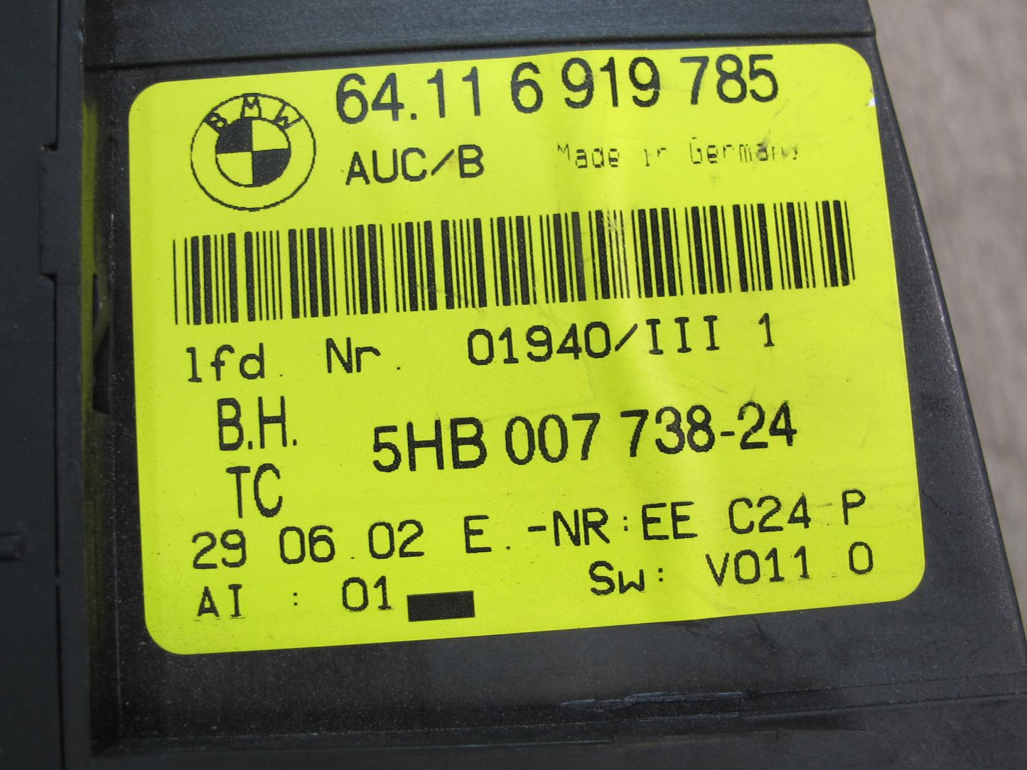 01-06 BMW E46 3-SERIES A/C Air Conditioning Climate Control Switch 6919785 OEM