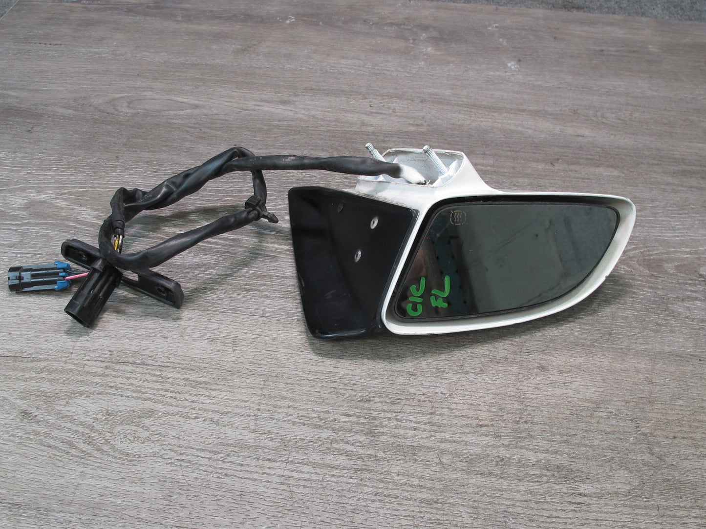 88-96 Chevrolet Corvette C4 Left Door Heated Side View Power Mirror White OEM
