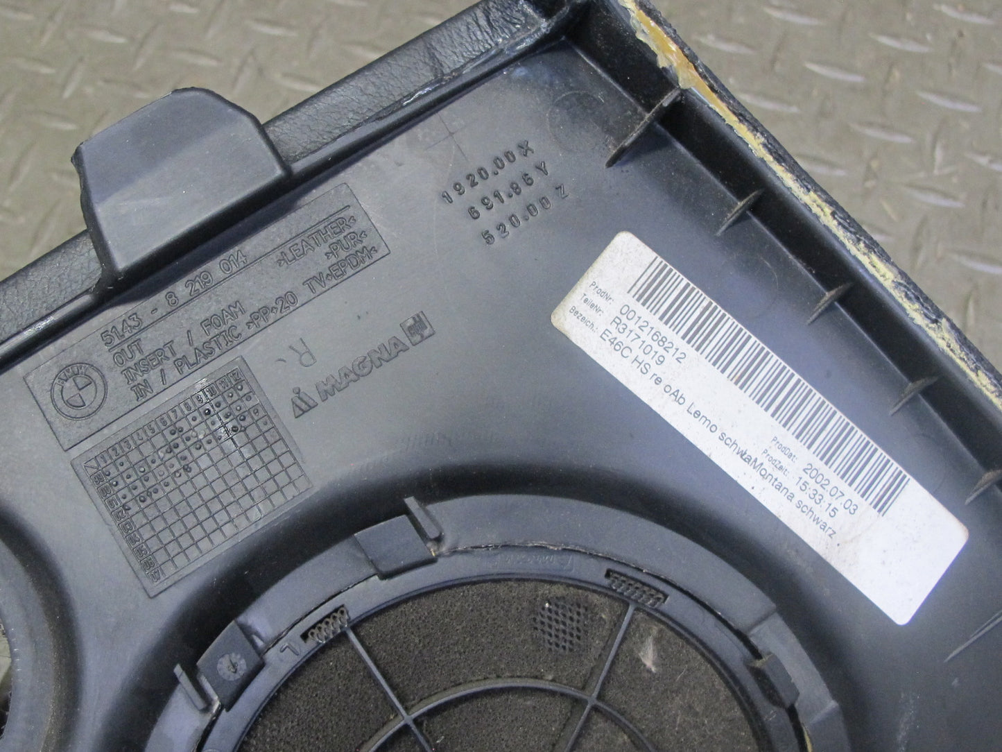01-06 BMW E46 Convertible Rear Left & Right Quarter Trim Cover Panel Black OEM