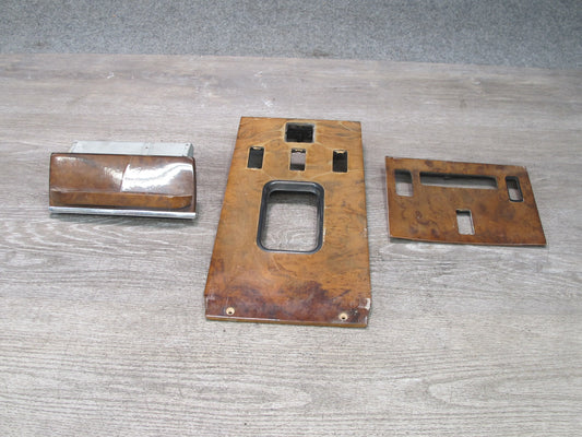 86-89 Mercedes R107 560SL Dash Climate Shifter Ashtray Wood Trim Panel Set OEM