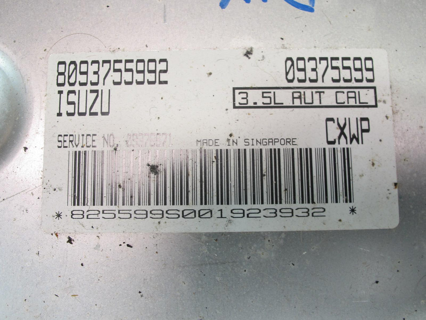 99-01 Isuzu Vehicross 3.5L 6VE1 Engine Control Module Unit 8093755992 OEM