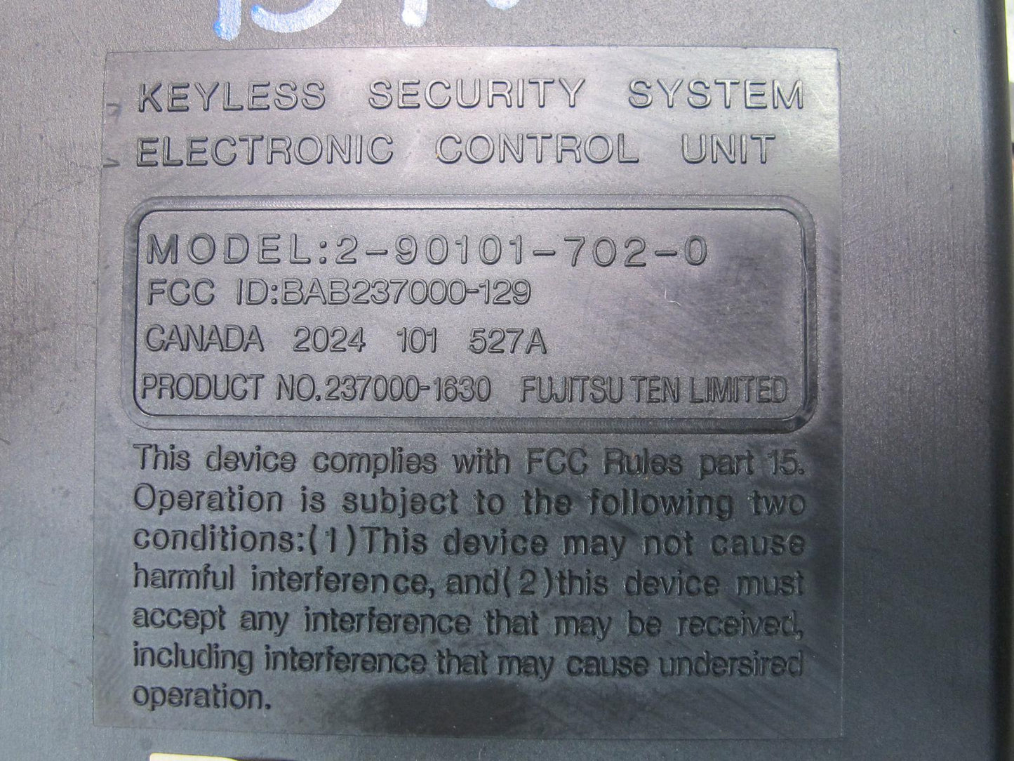 99-01 Isuzu Vehicross Keyless Entry Control Module Unit OEM
