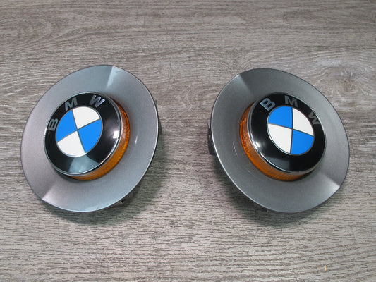 03-08 BMW E85 Z4 Front Left & Right Fender Marker Light w Trim Cover Set OEM