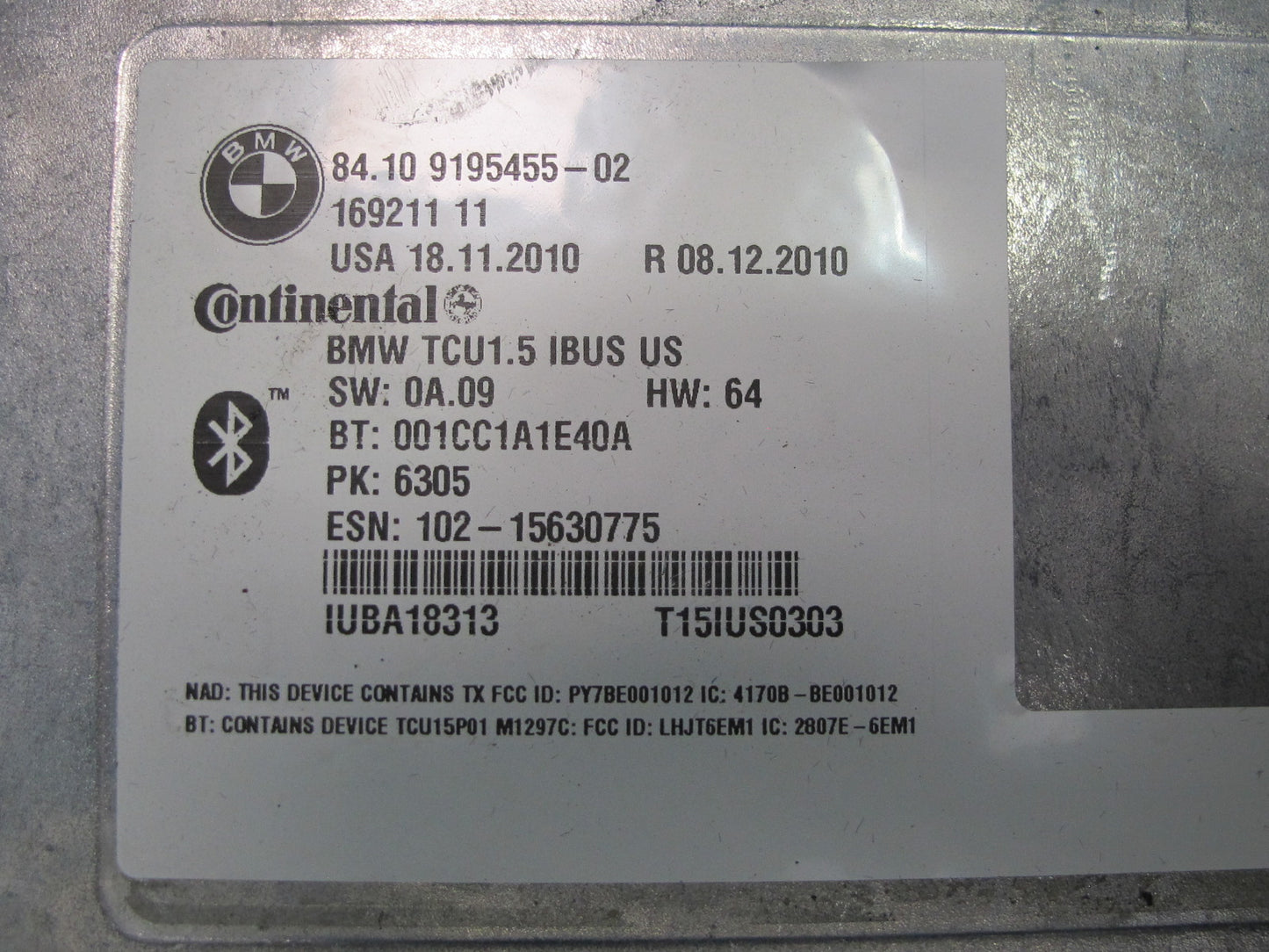 06-08 BMW E85 Z4 Telematics Bluetooth Communication Control Module 9195455 OEM