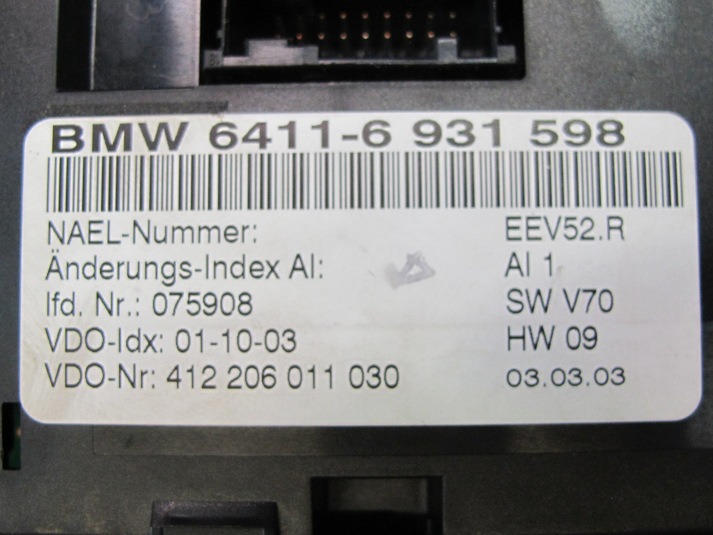2003 BMW E85 Z4 A/C Air Conditioning Climate Control Switch Panel 6931598 OEM