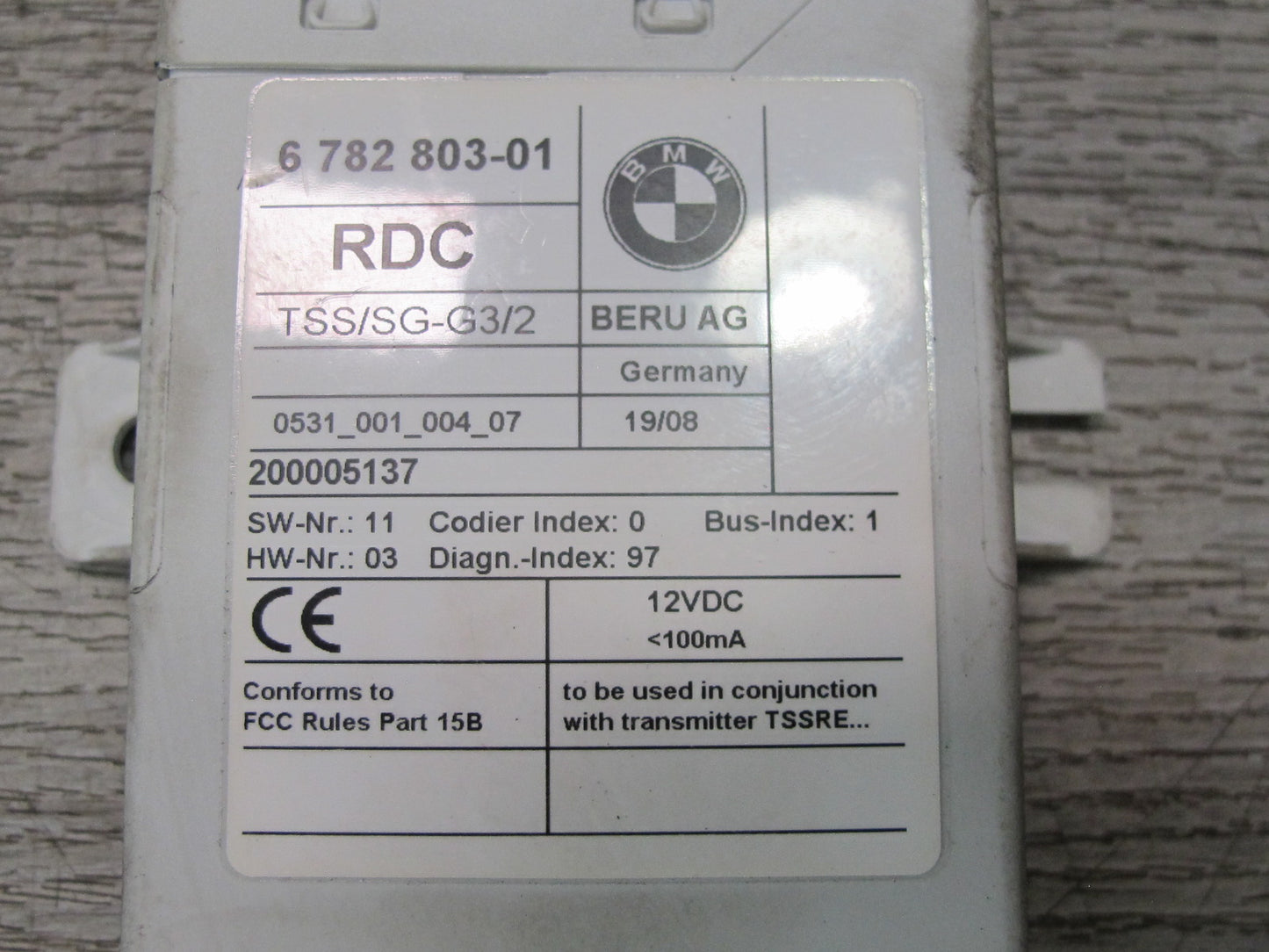 07-08 BMW E86 E85 Z4 3.0L 3.2L RDC TPMS Tire Pressure Monitor Sensor 6782803 OEM