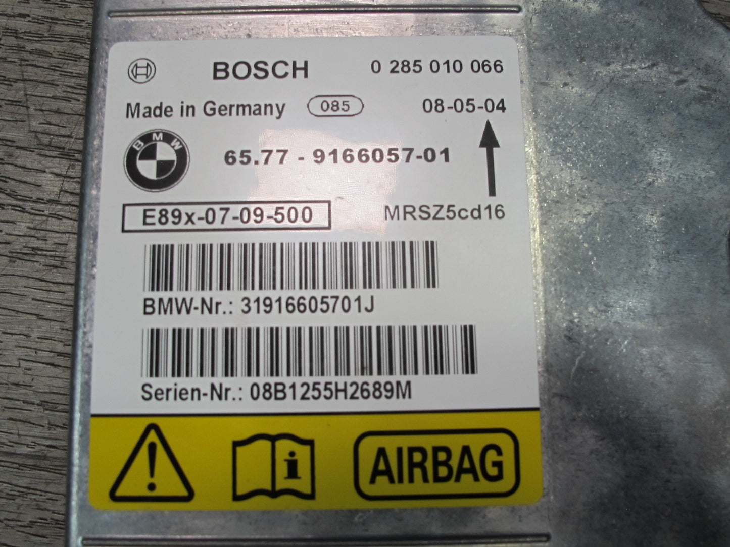 07-13 BMW E90 E92 E93 SRS AIRBAG SENSOR CONTROL MODULE 9166057 OEM