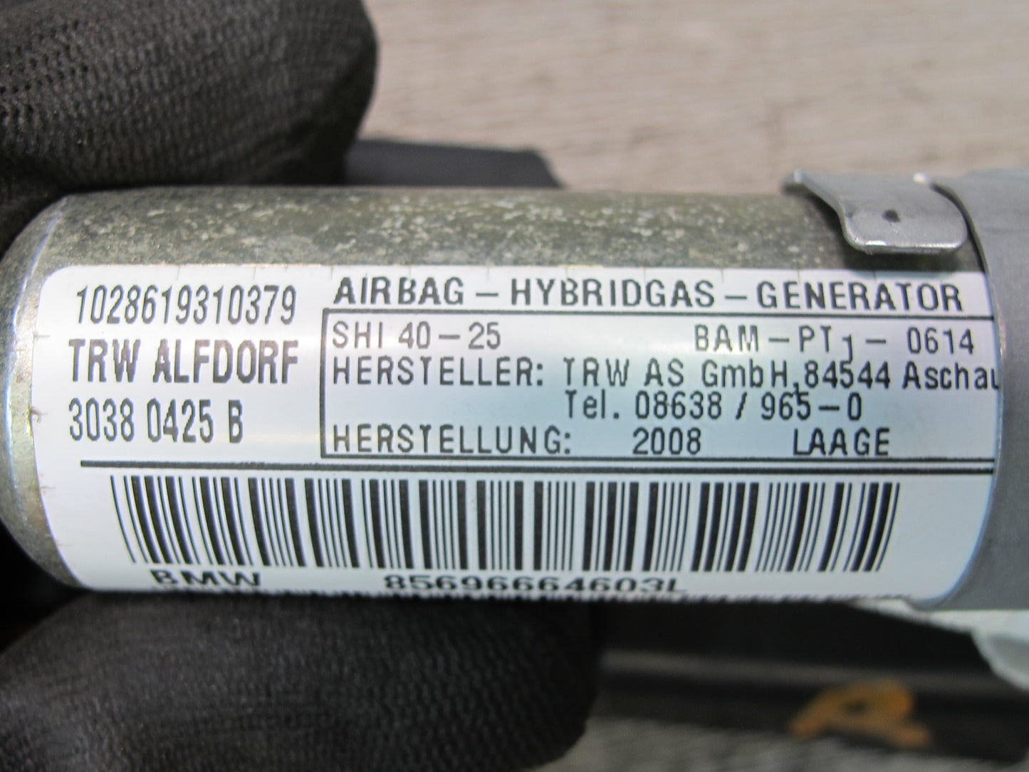 07-13 BMW E90 RIGHT PASSENGER SIDE ROOF SRS AIRBAG 6966646 OEM