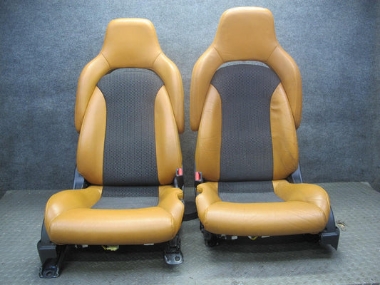 07-09 Nissan 350Z Z33 Convertible Left & Right Power Leather Seat Set Orange OEM