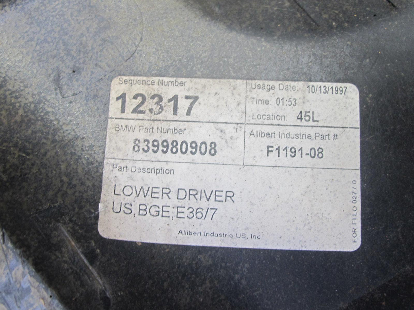 96-02 BMW E36/7 Z3 Left Under Dash Lower Knee Trim Cover Beige 8397599 OEM