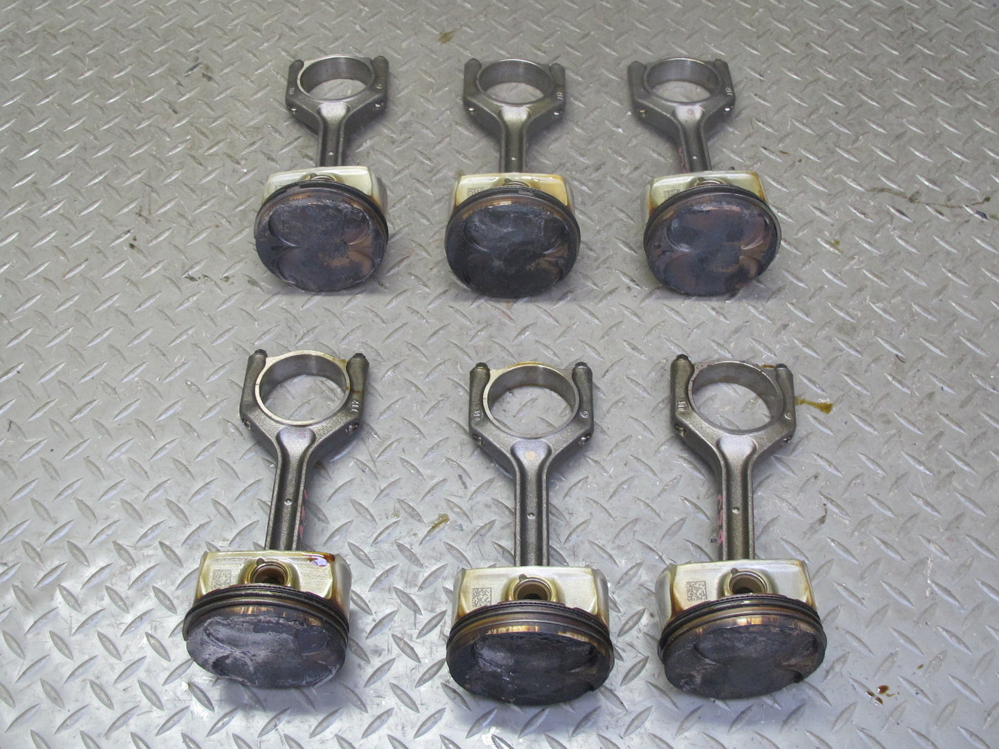06-08 BMW E86 E85 Z4 N52 3.0L Set of 6 Engine Piston w Connecting Rod 68K OEM