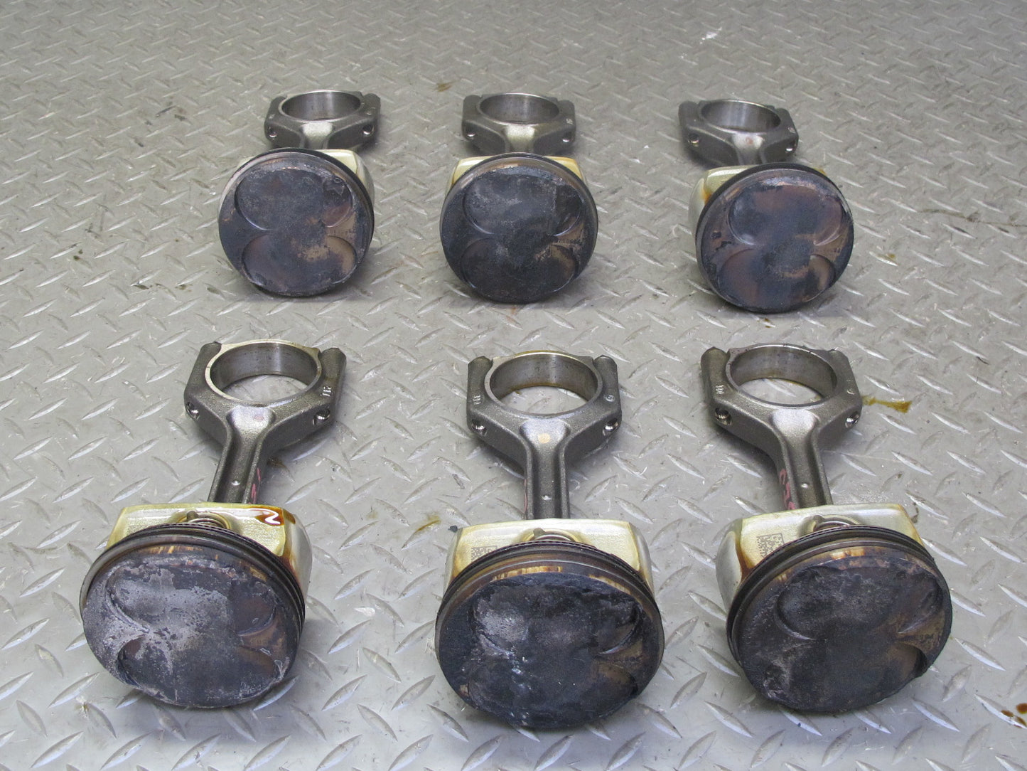 06-08 BMW E86 E85 Z4 N52 3.0L Set of 6 Engine Piston w Connecting Rod 68K OEM
