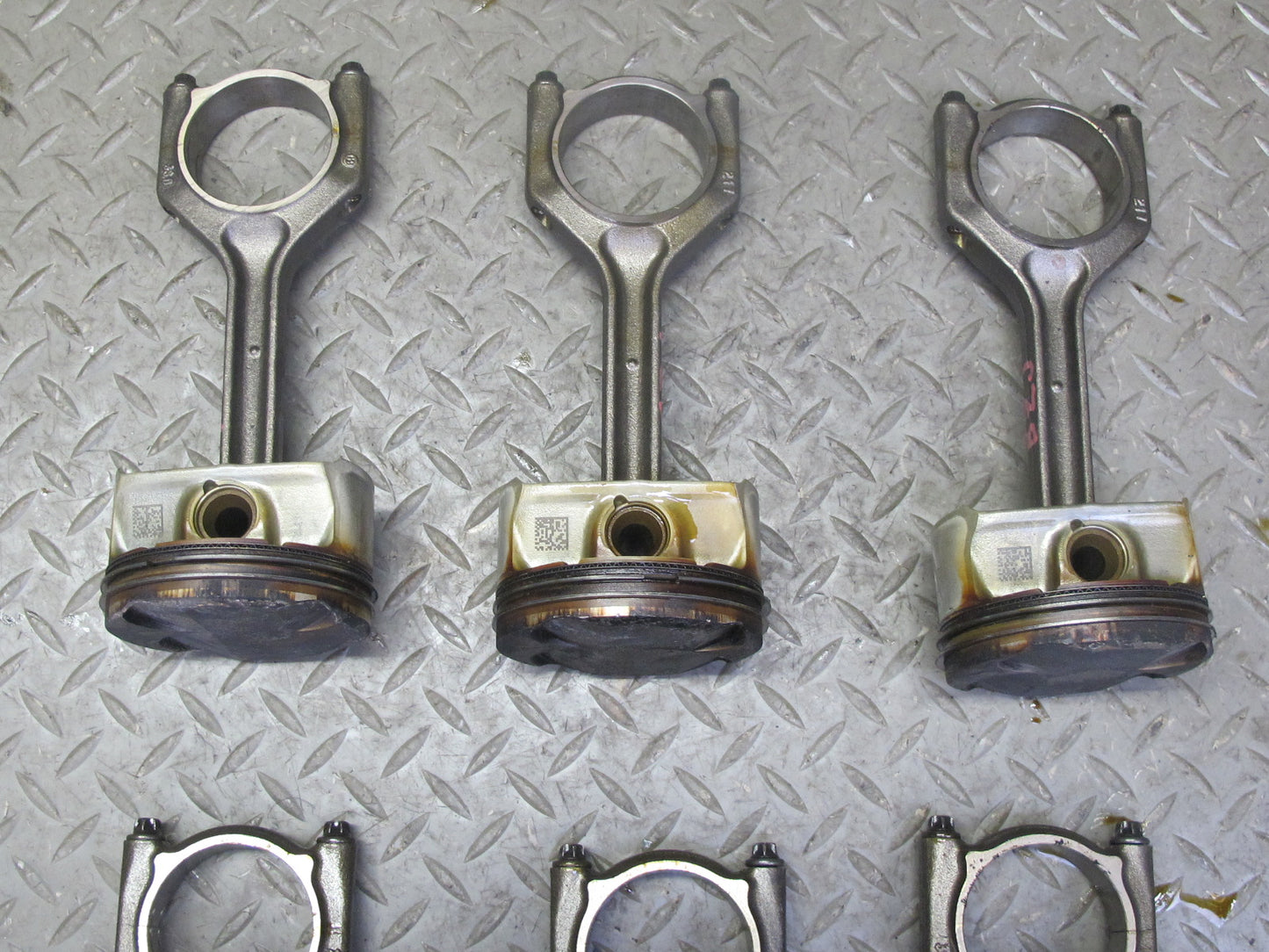 06-08 BMW E86 E85 Z4 N52 3.0L Set of 6 Engine Piston w Connecting Rod 68K OEM