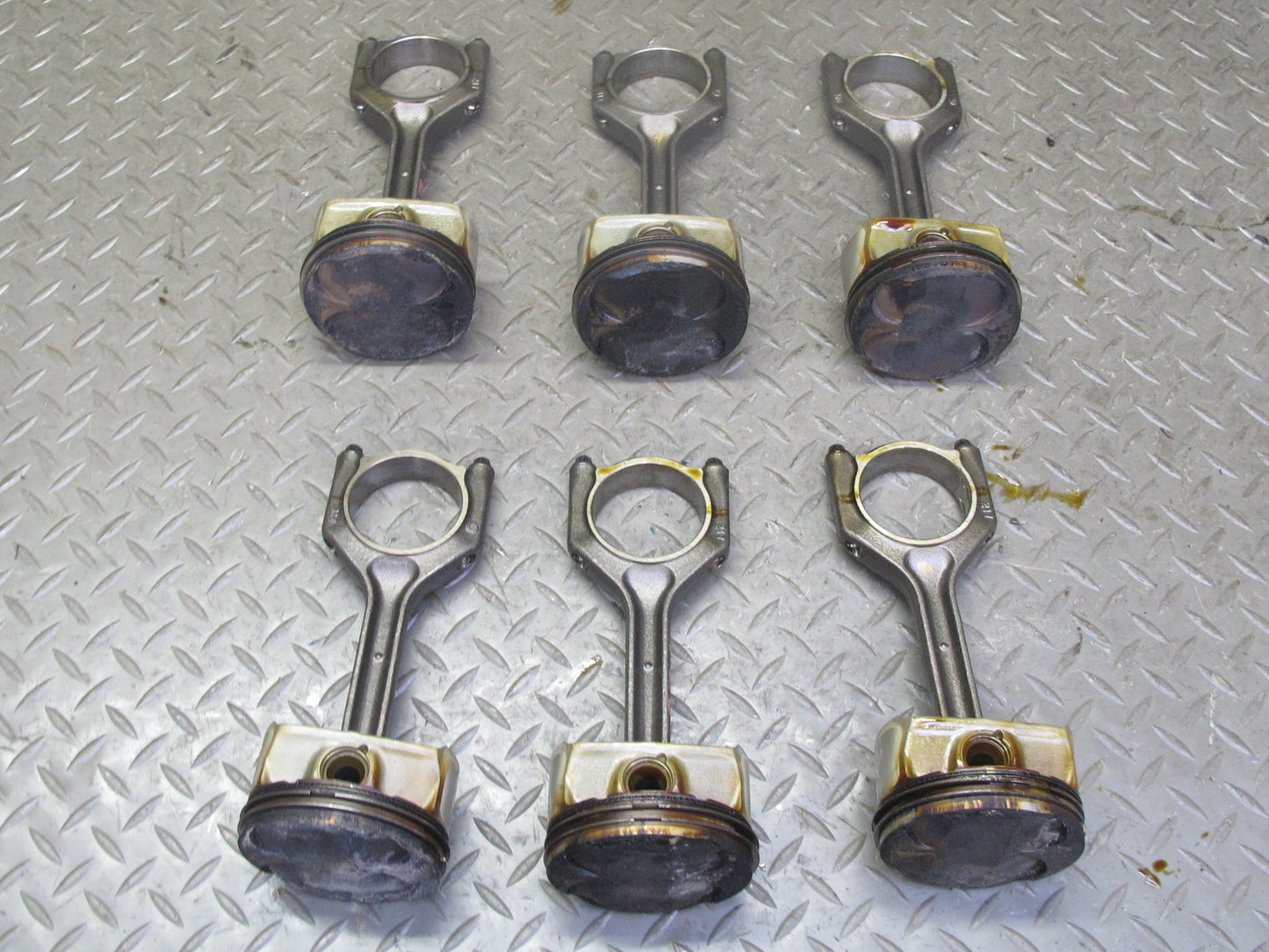 06-08 BMW E86 E85 Z4 N52 3.0L Set of 6 Engine Piston w Connecting Rod 68K OEM