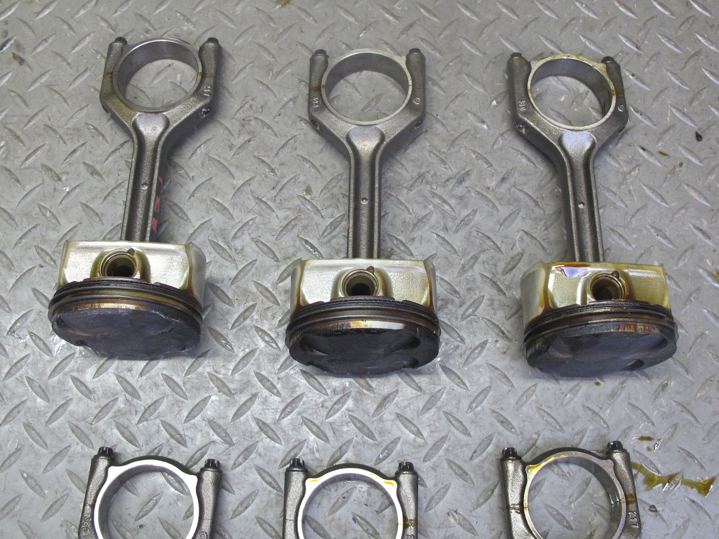 06-08 BMW E86 E85 Z4 N52 3.0L Set of 6 Engine Piston w Connecting Rod 68K OEM