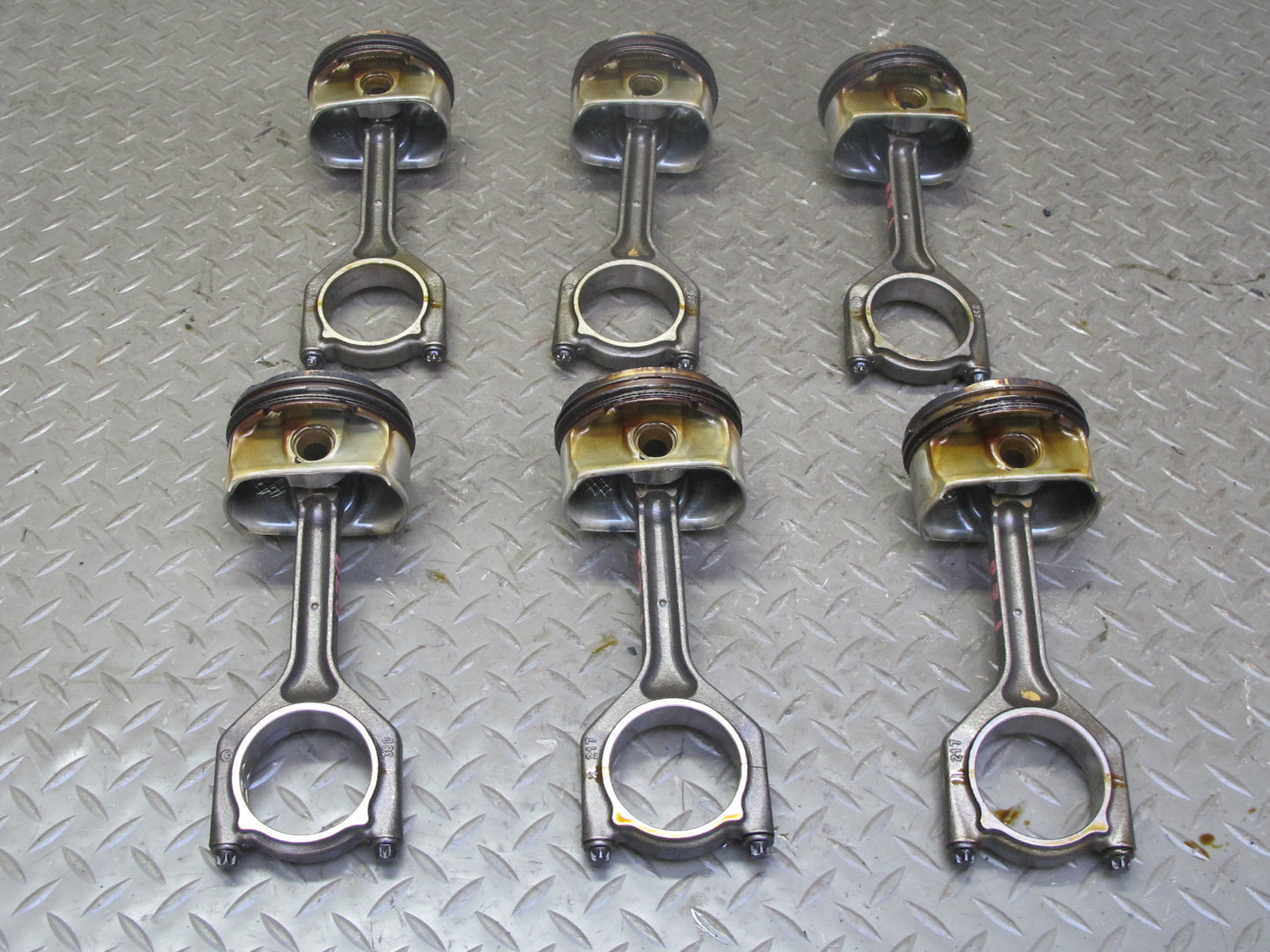 06-08 BMW E86 E85 Z4 N52 3.0L Set of 6 Engine Piston w Connecting Rod 68K OEM