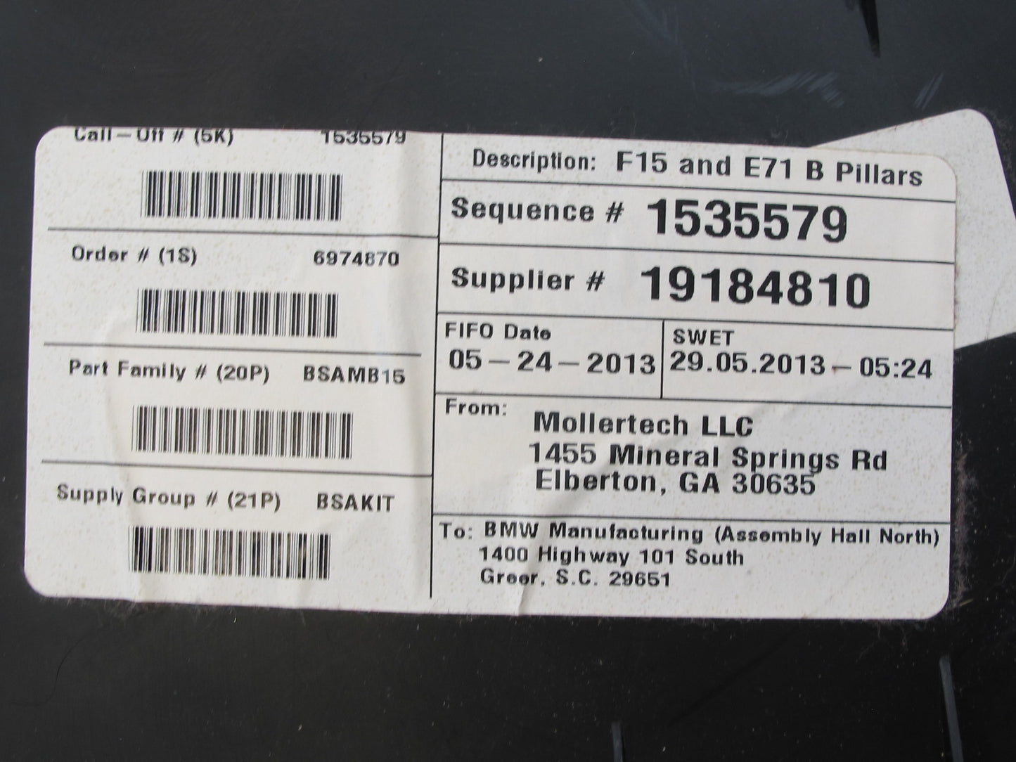 2008-2014 BMW E71 E72 X6 X6M Interior B Pillar Lower Trim Cover Panel Set of 2