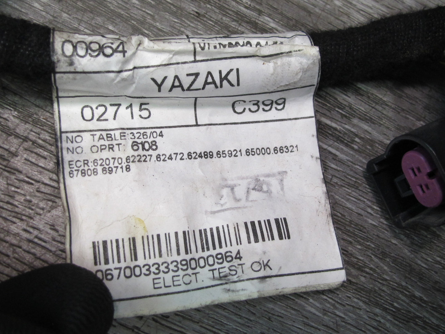 2017-2020 Maserati Levante M161 Rear Right Door Wire Wiring Harness