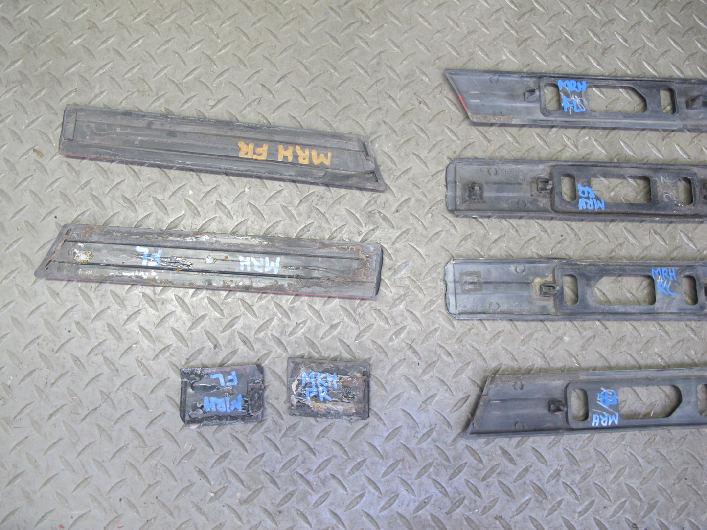 86-88 Mazda RX7 Front & Rear Left & Right Fender Door Molding Trim Set 12pcs OEM