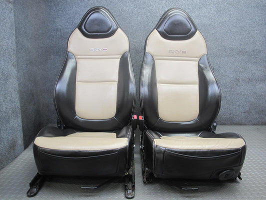07-10 Saturn SKY Redline Set of 2 Front Left & Right Leather Seat Black TAN OEM
