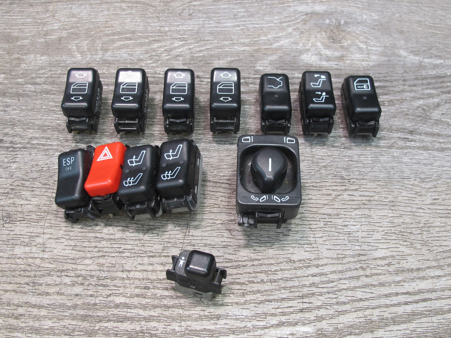 96-99 Mercedes W140 C140 CL ESP Window Trunk Door Hazard Mirror Switch Set OEM