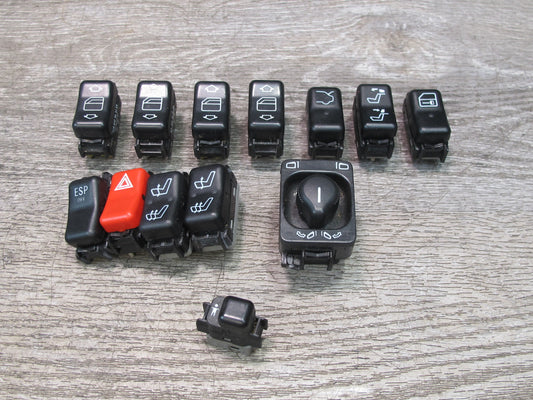 96-99 Mercedes W140 C140 CL ESP Window Trunk Door Hazard Mirror Switch Set OEM