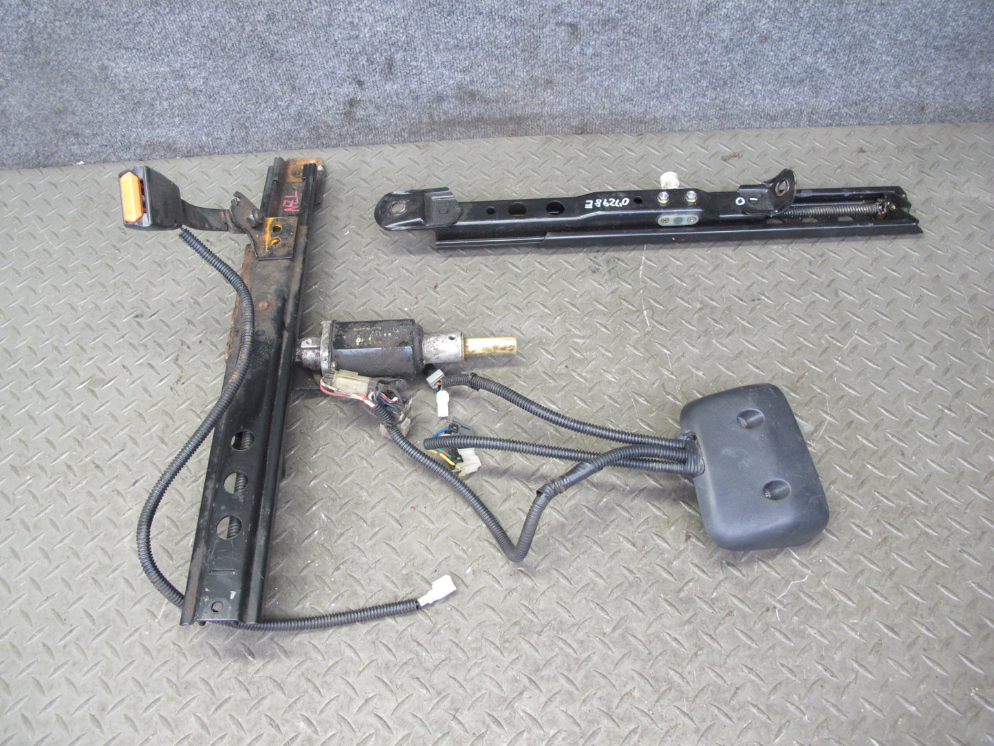 90-96 Nissan 300ZX Z32 2+0 Left Seat Track Adjuster w Motor & Switch Set OEM