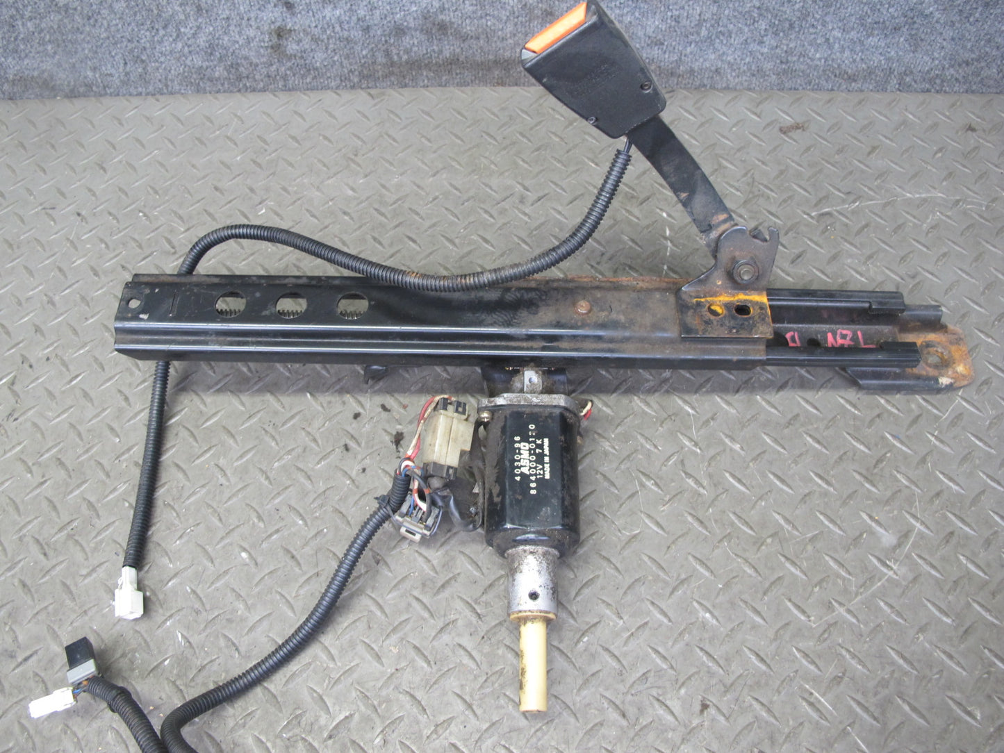 90-96 Nissan 300ZX Z32 2+0 Left Seat Track Adjuster w Motor & Switch Set OEM