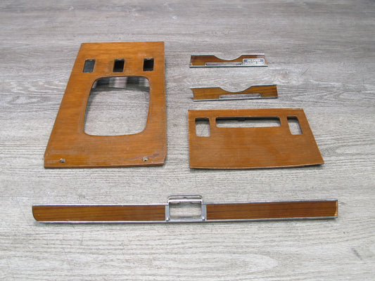 81-85 Mercedes R107 380SL Dash Console Shifter Glove Wood Trim Panel Set OEM